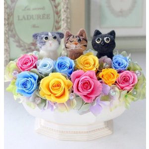 画像: トリプル猫アレンジC（黒猫・トラ猫・スコティッシュ)