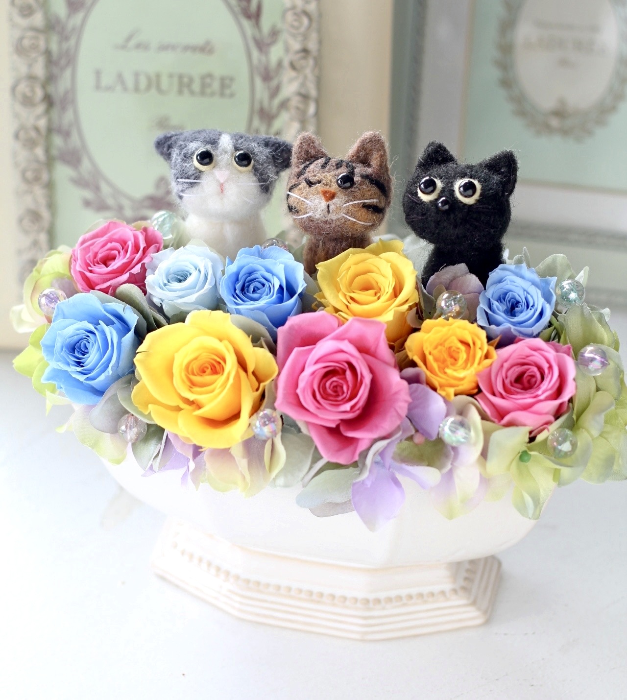 画像: トリプル猫アレンジC（黒猫・トラ猫・スコティッシュ)